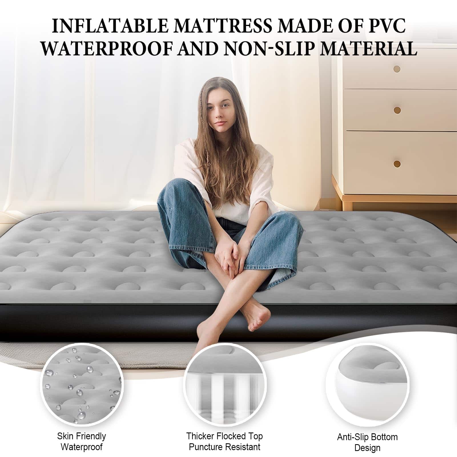 Colchón Inflable Queen HikerSKY con Bomba de -Grey - Imagen 4