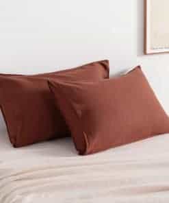 Fundas de Almohada de Lino Francés NTBAY - Paquete de 2 de