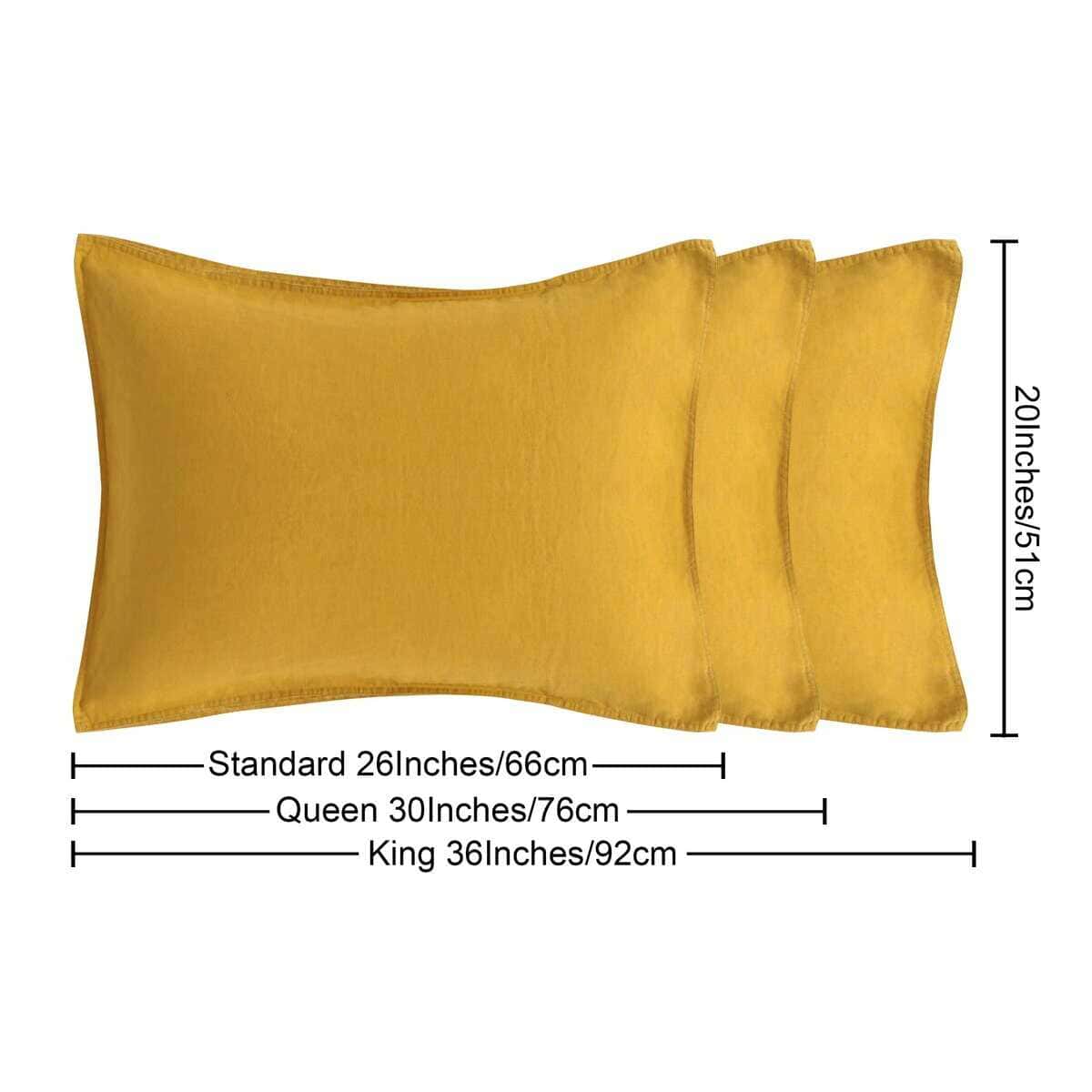 Funda de Almohada de Lino Francés NTBAY - -Amarillo Jengibre - Imagen 6