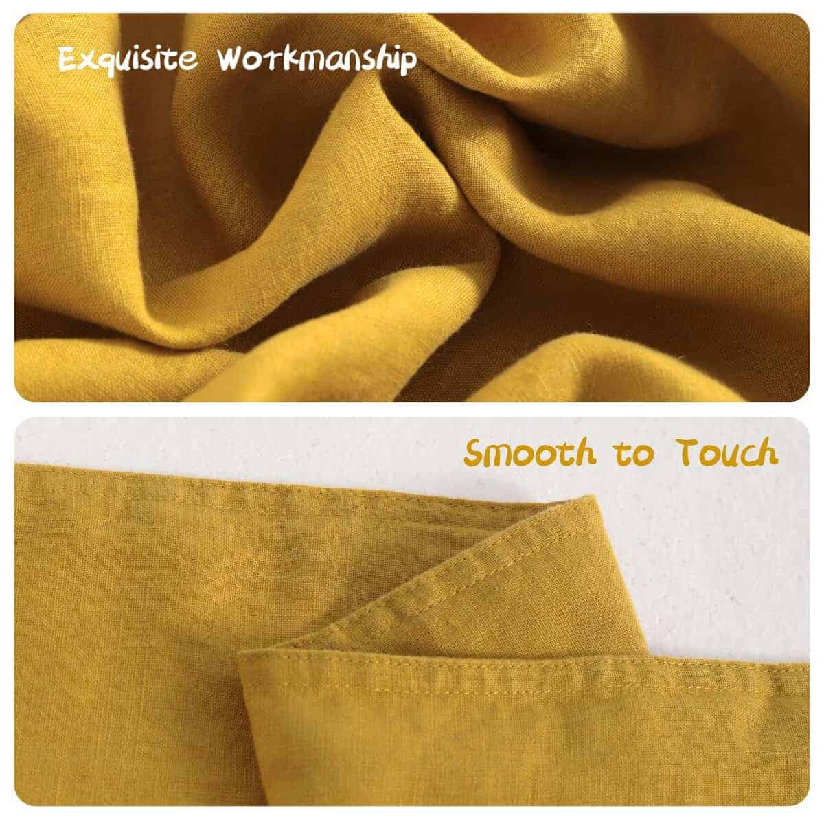 Funda de Almohada de Lino Francés NTBAY - -Amarillo Jengibre - Imagen 4