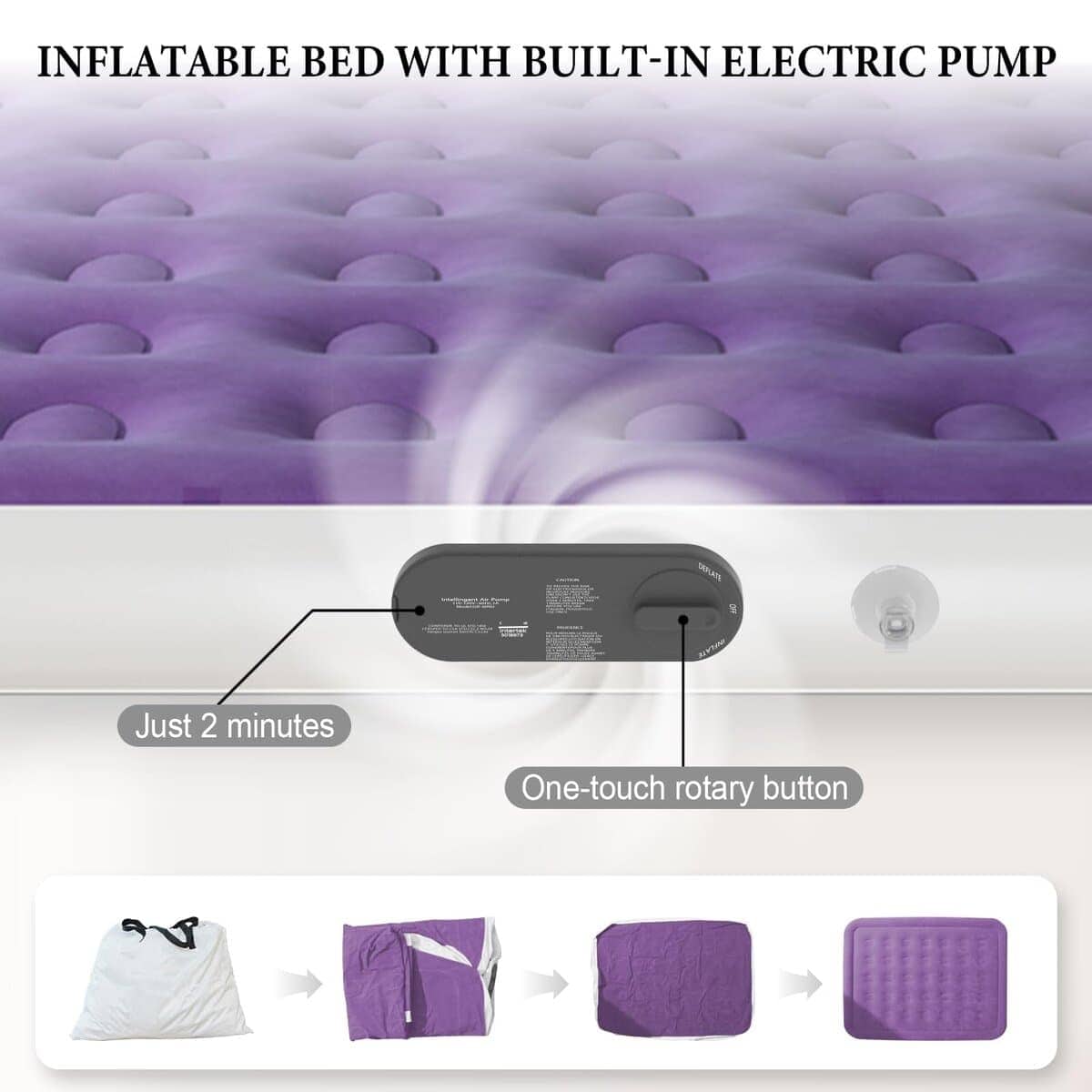 Colchón Inflable Queen HikerSKY con Bomba de -Morado - Imagen 5