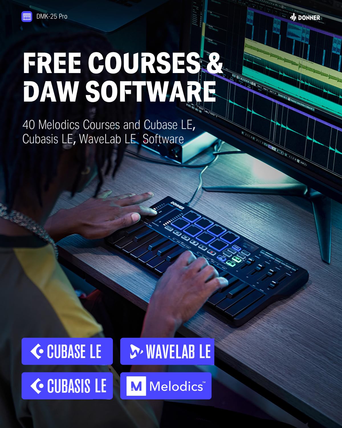 Controlador de teclado MIDI USB-C Donner, teclado MIDI - Imagen 6