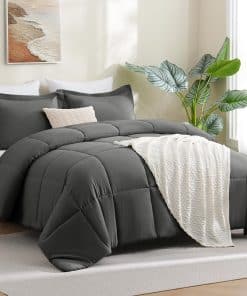 Juego de Edredón CozyLux Queen - Edredón Gris Oscuro Tamaño