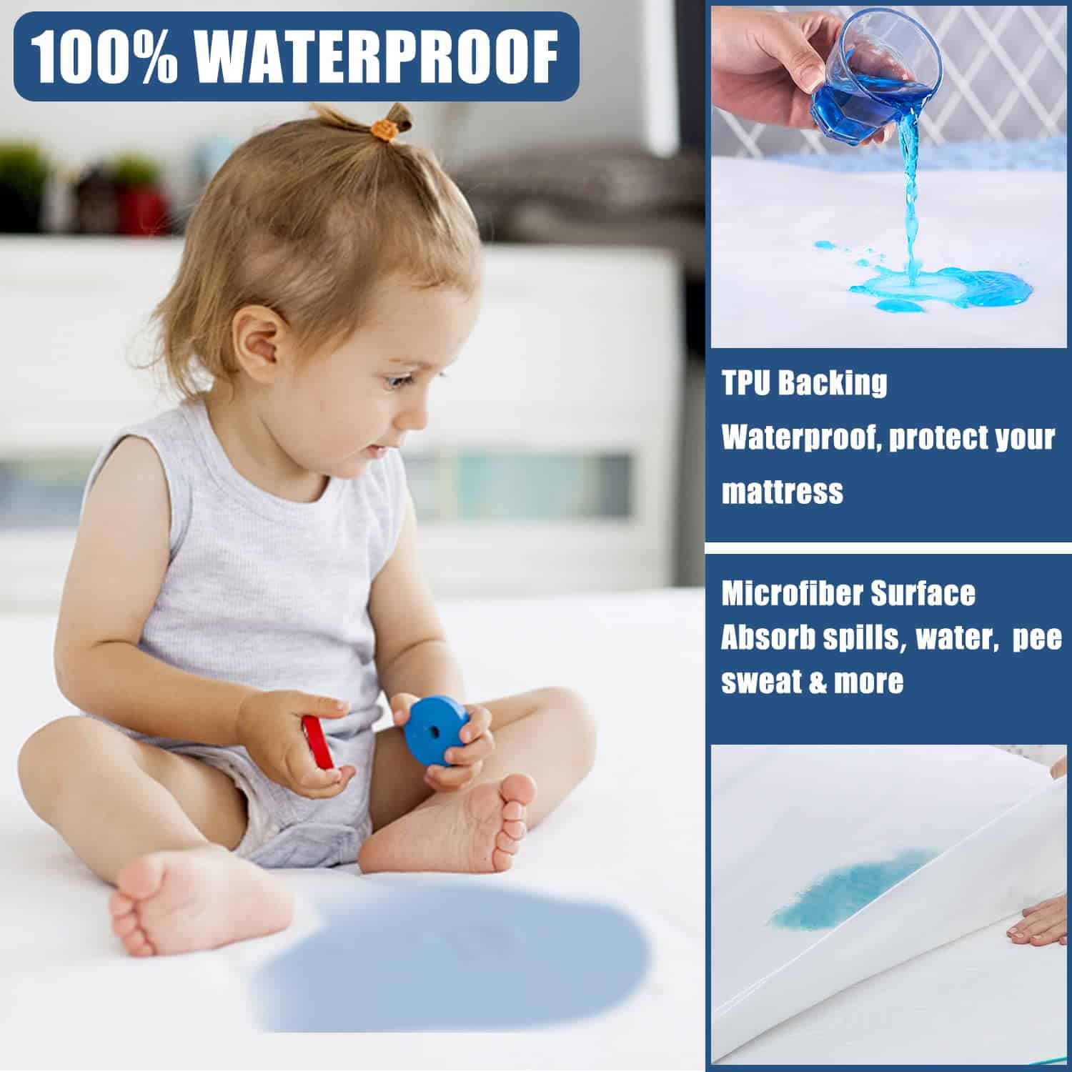 Protector de Colchón Impermeable JamRest 1 Pack Queen Size, - Imagen 3