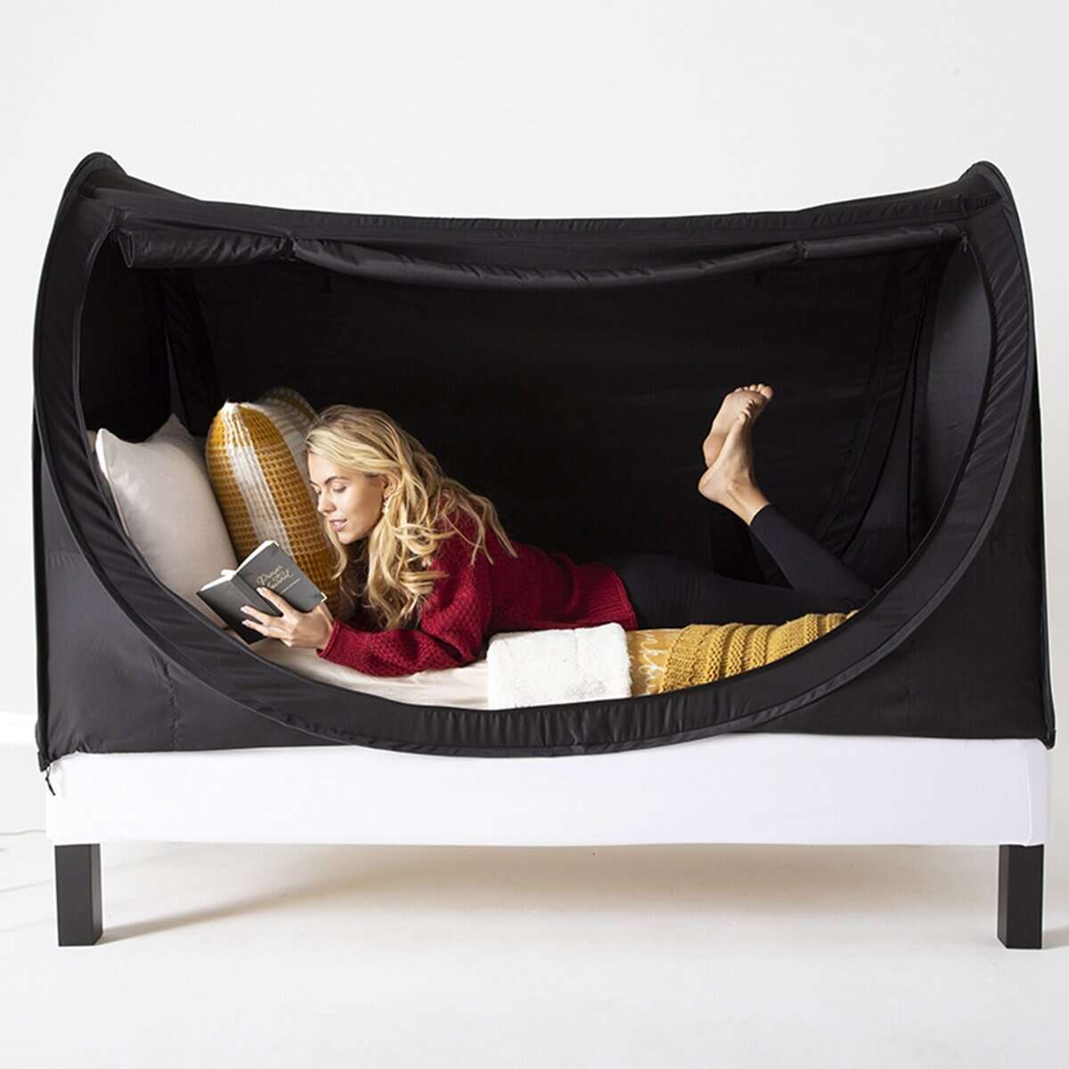 Privacy Pop up Eclipse Bed Tent Bed Drapes (Negro, Twin)