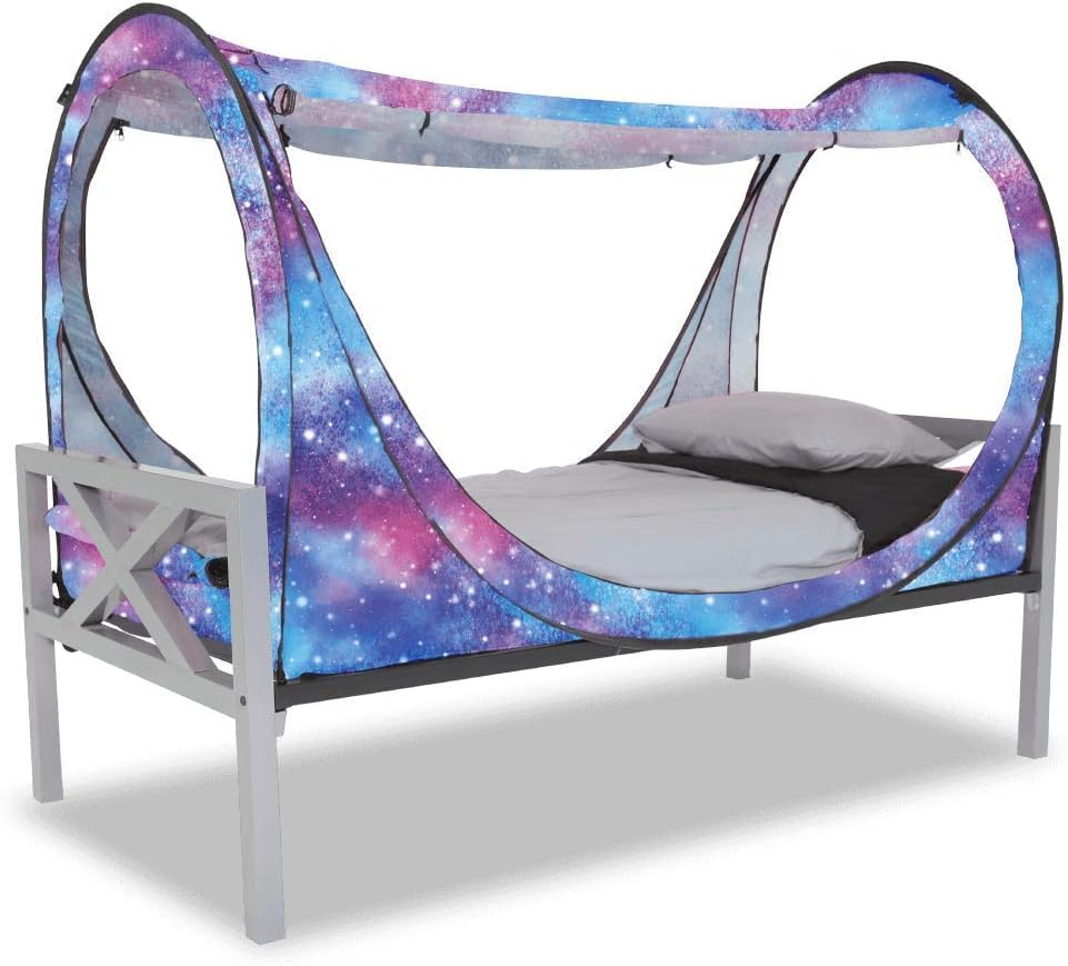 Privacy Pop up Eclipse Bed Tent Bed Drapes (Unicorn Galaxy, - Imagen 5