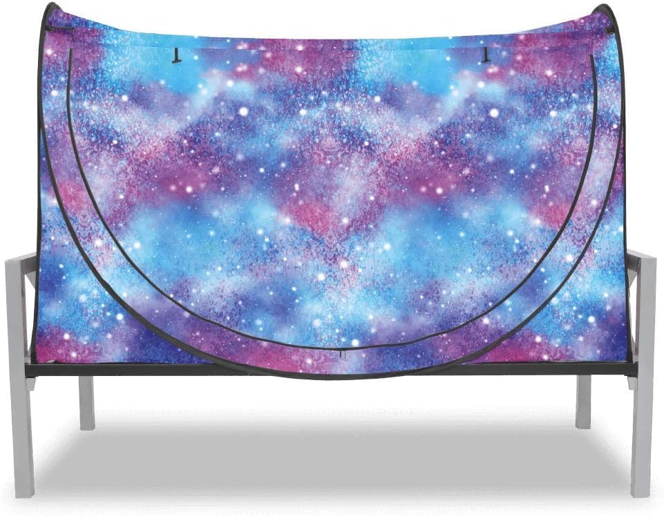 Privacy Pop up Eclipse Bed Tent Bed Drapes (Unicorn Galaxy, - Imagen 6
