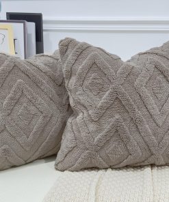 Set de 2 fundas de cojín de piel sintética gris topo 30x30,