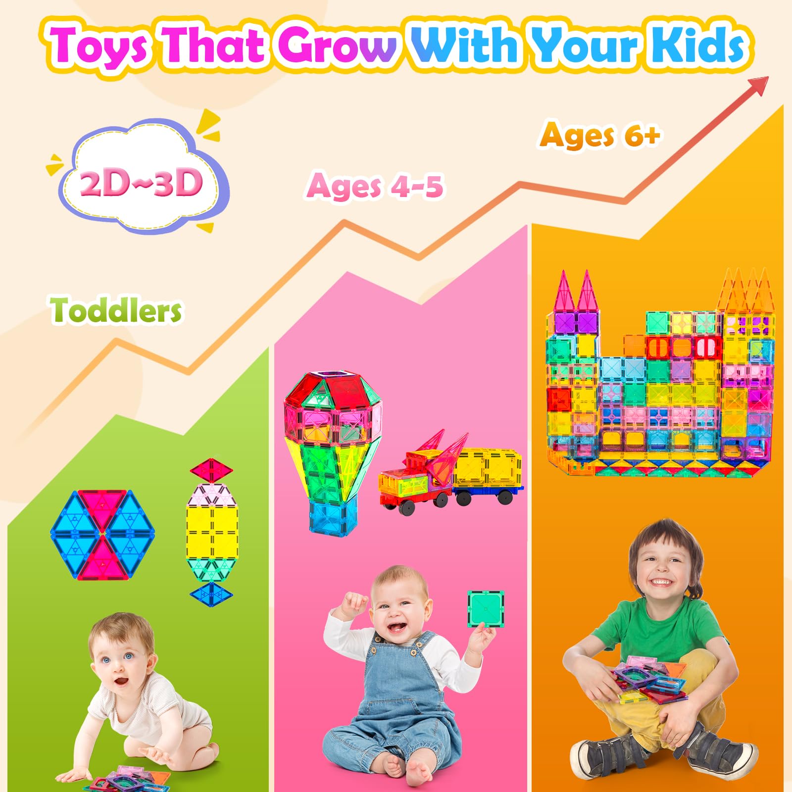 Bloques Magnéticos, 100 Piezas 3D Bloques de Construcción, - Imagen 7