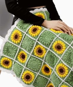 Manta de Ganchillo Granny, Manta de Tejido de Girasol Boho,