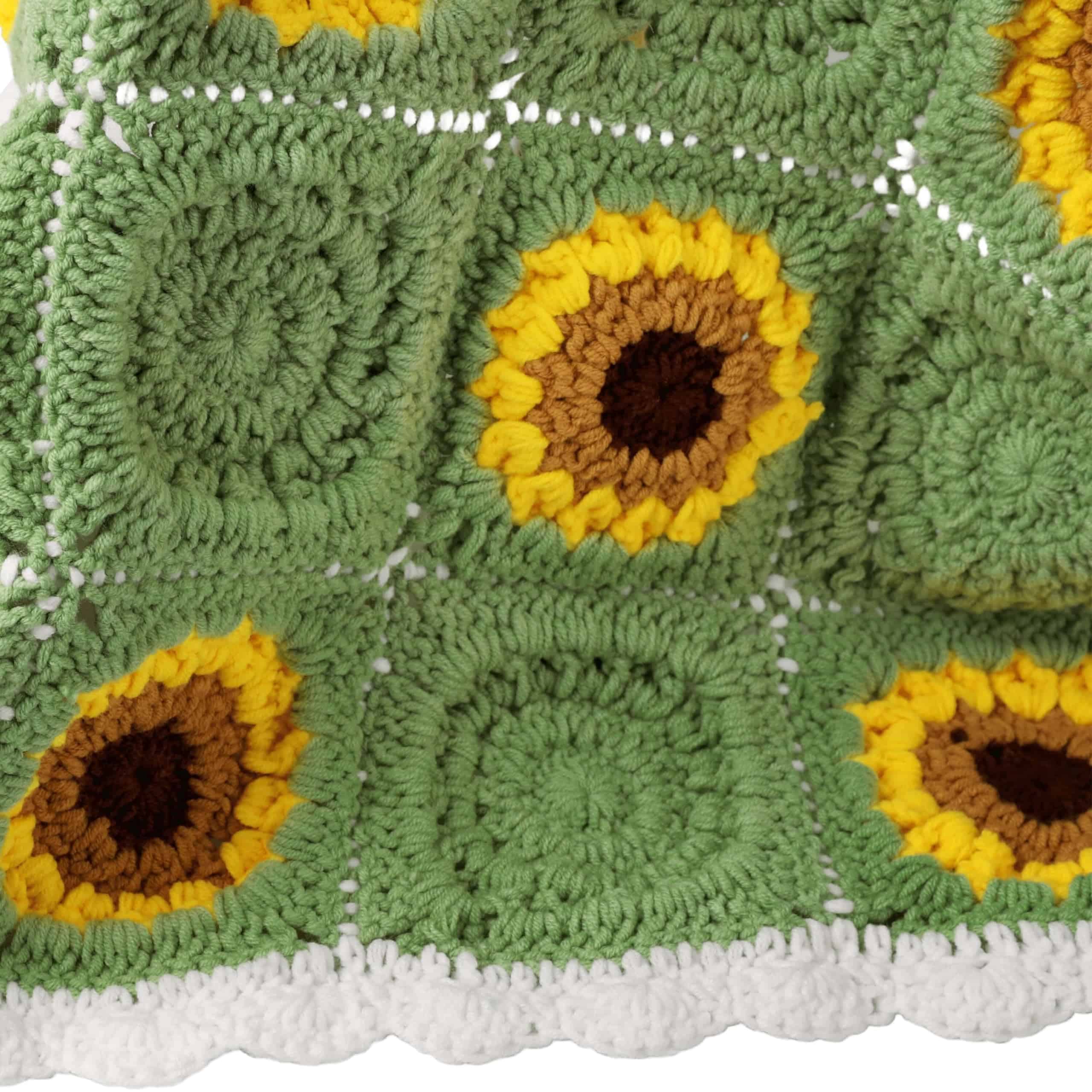 Manta de Ganchillo Granny, Manta de Tejido de Girasol Boho, - Imagen 4
