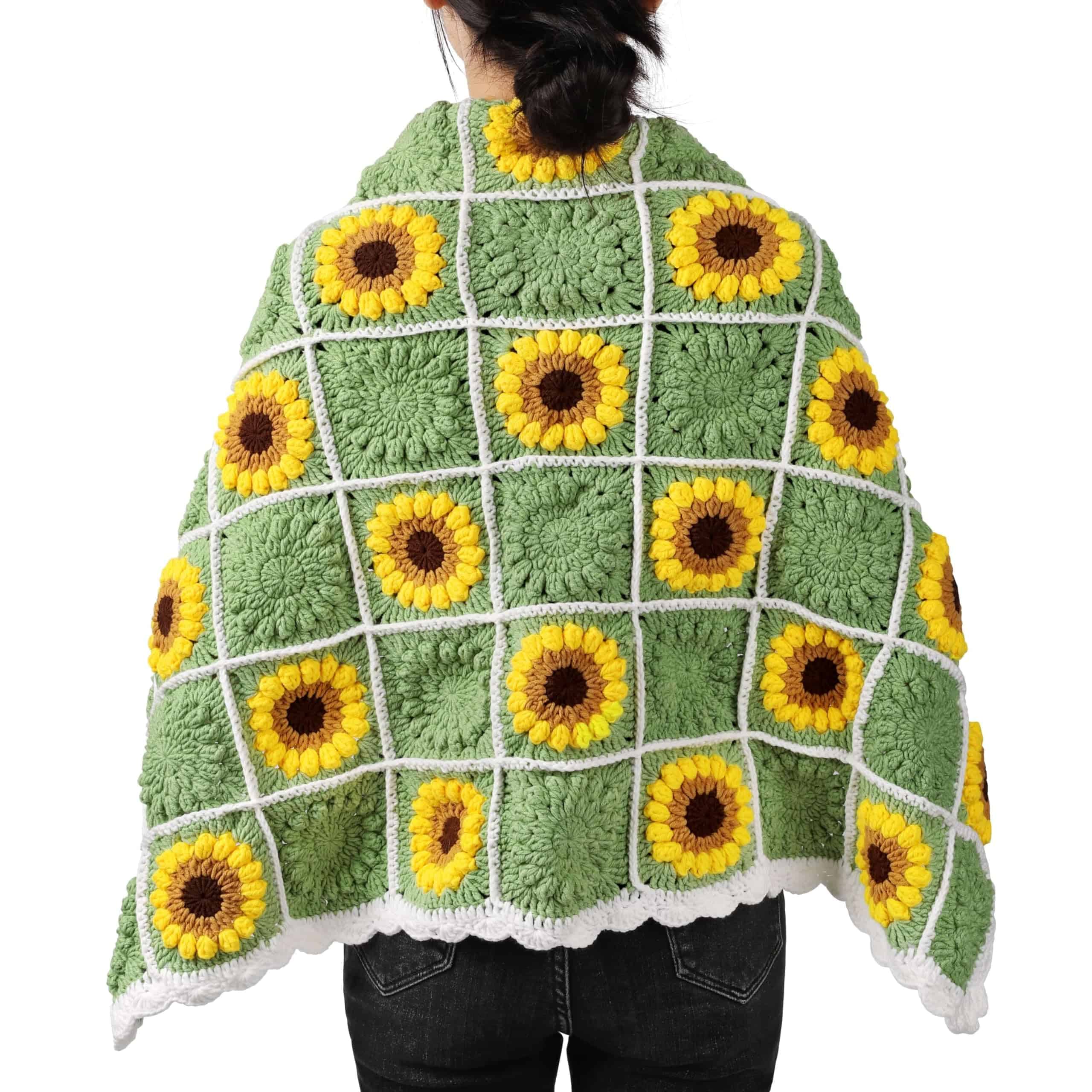 Manta de Ganchillo Granny, Manta de Tejido de Girasol Boho, - Imagen 3