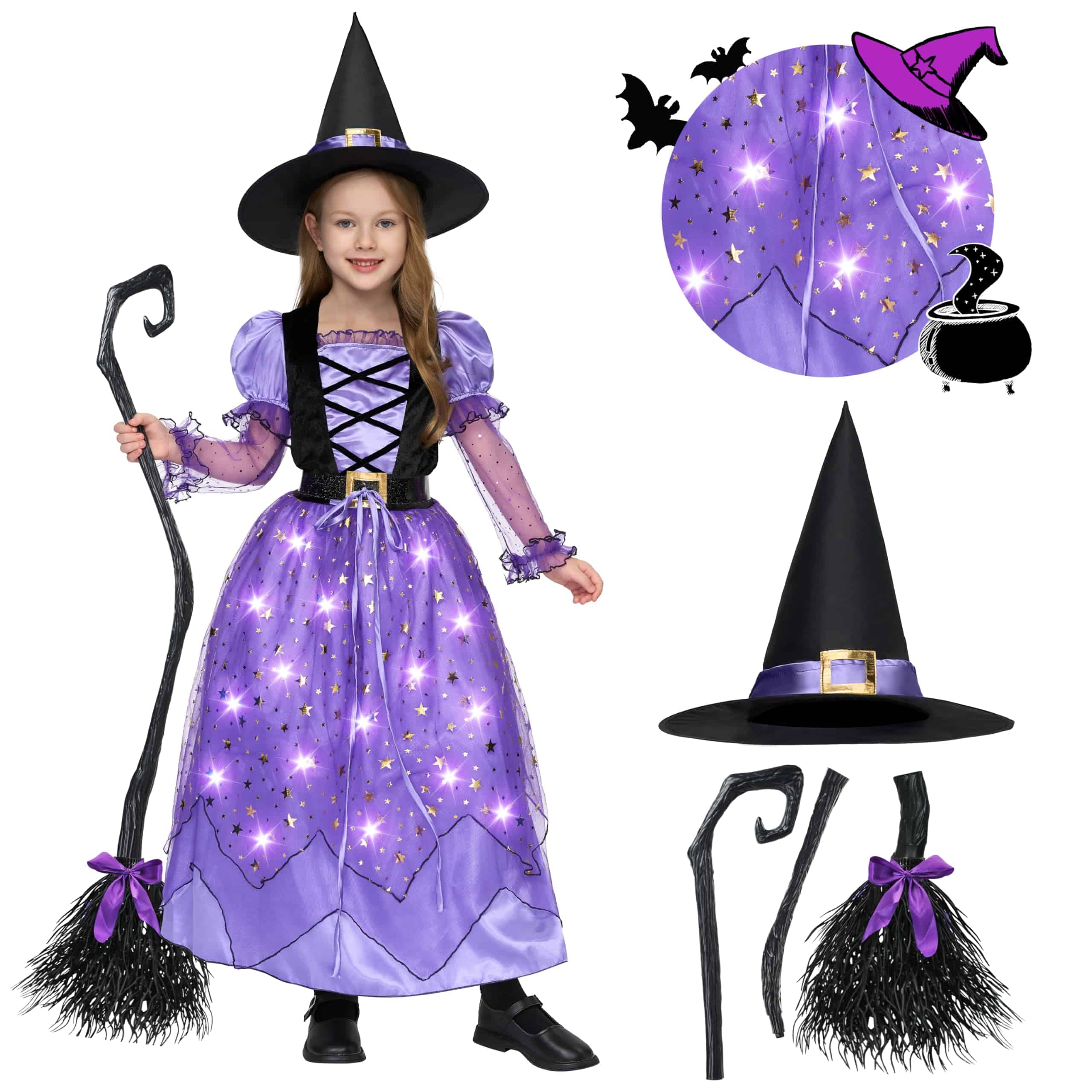 Disfraz de Bruja para Niñas Spooktacular -Purple - Imagen 5