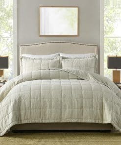 Colcha de lino King FineStichery, Colcha acolchada de caja