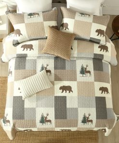 Juego de Edredón King Size SahSahCasa, -Marrón/Gris/Beige