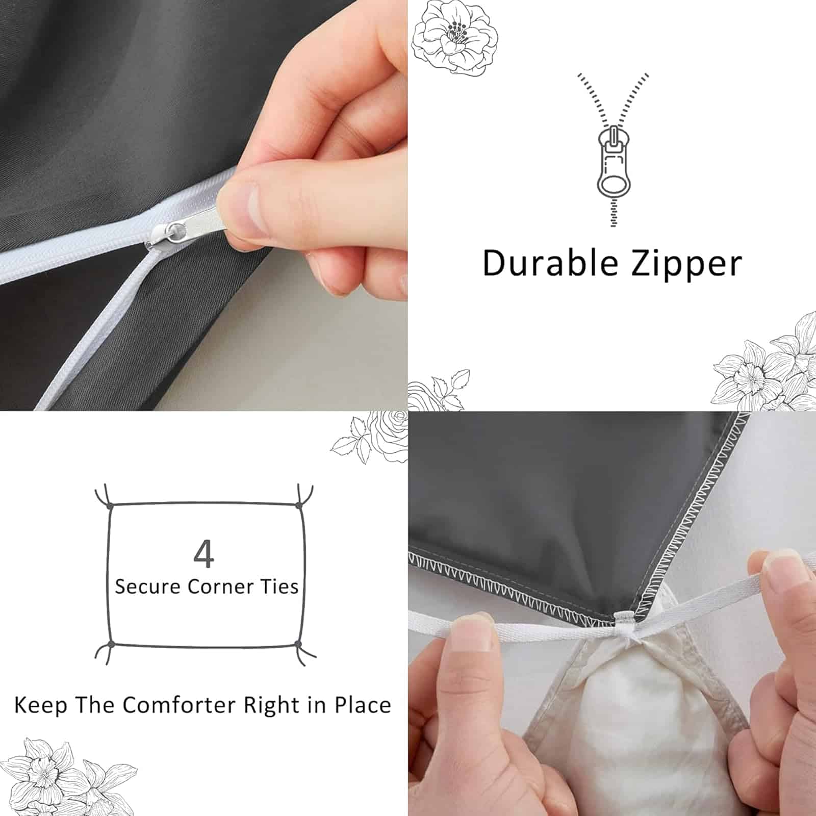 Juego de Funda de Edredón MKNAZ para Cama Queen, 3 Piezas - Imagen 8