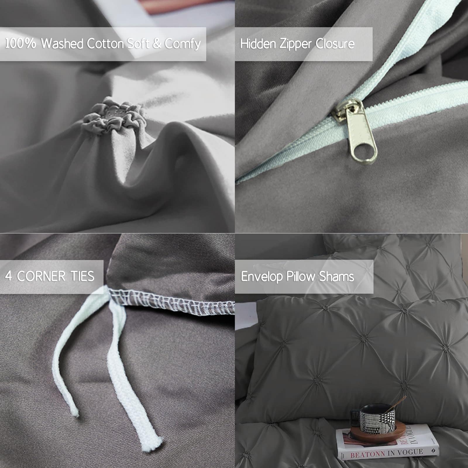 Juego de Funda de Edredón MKNAZ para Cama Queen, 3 Piezas - Imagen 5