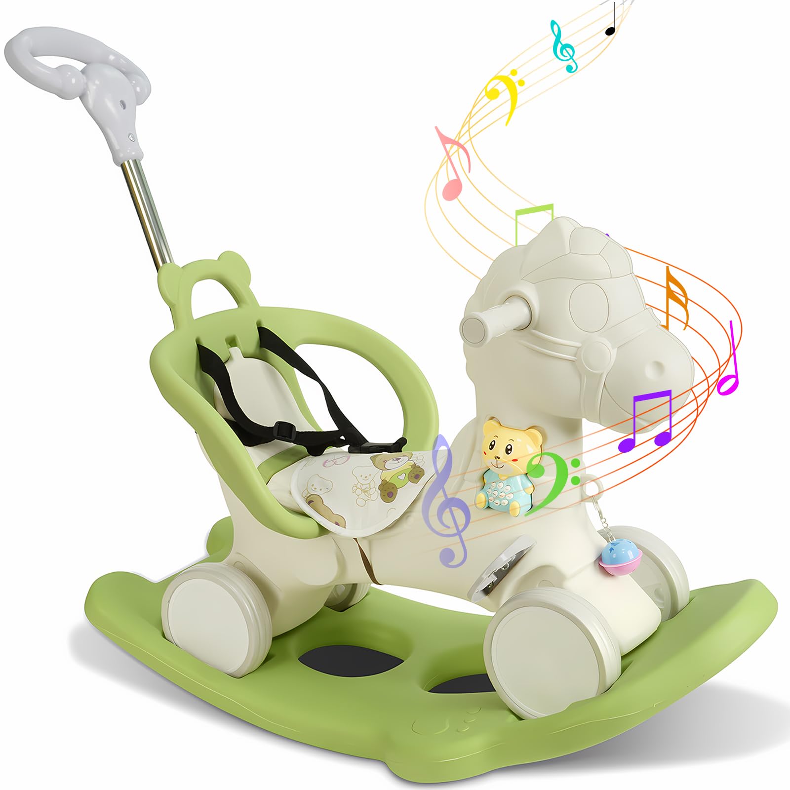 Caballito de balancín 4 en 1 para niños de 1 a 3 años,