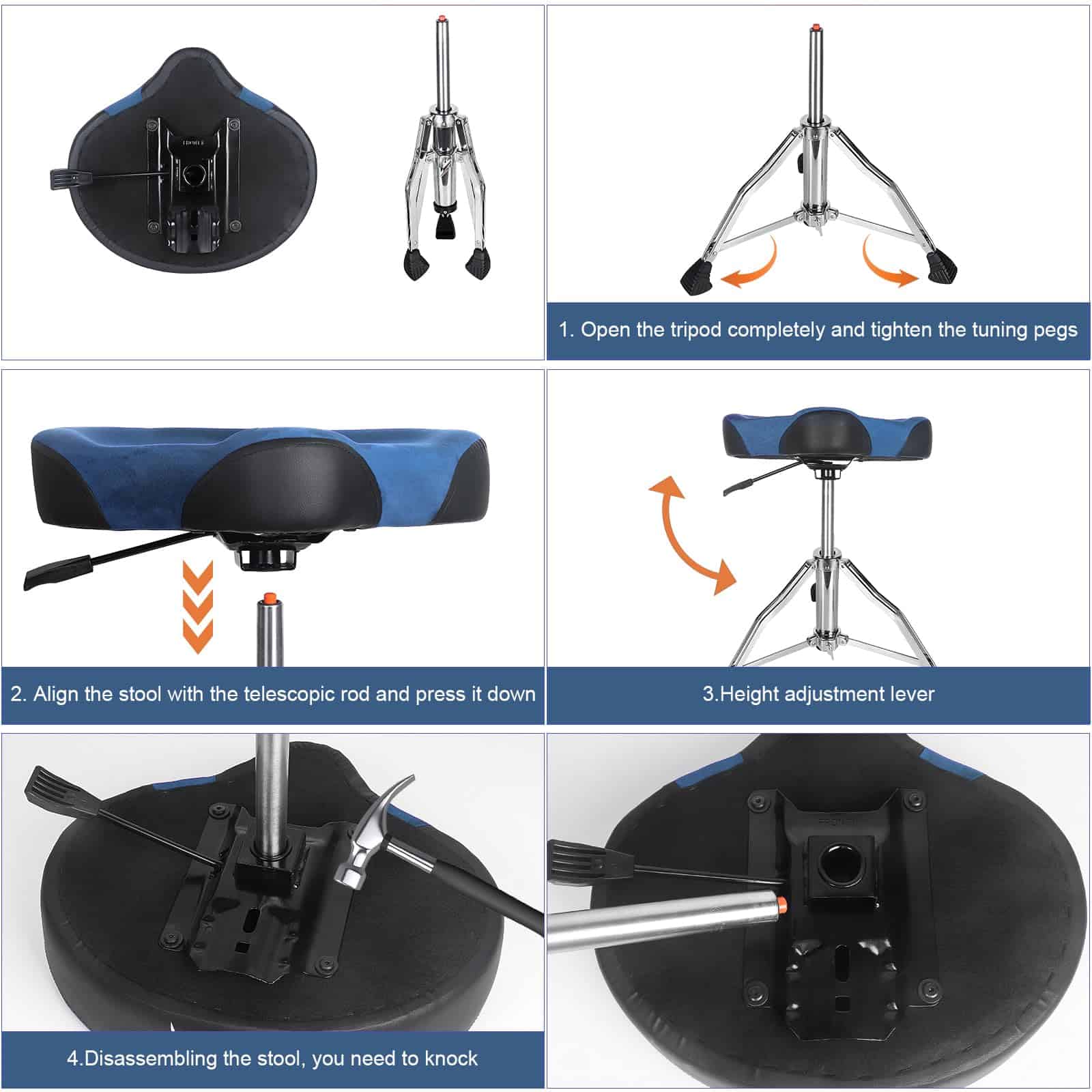 Banqueta de tambor AKOLT, Asiento de tambor resistente, - Imagen 6