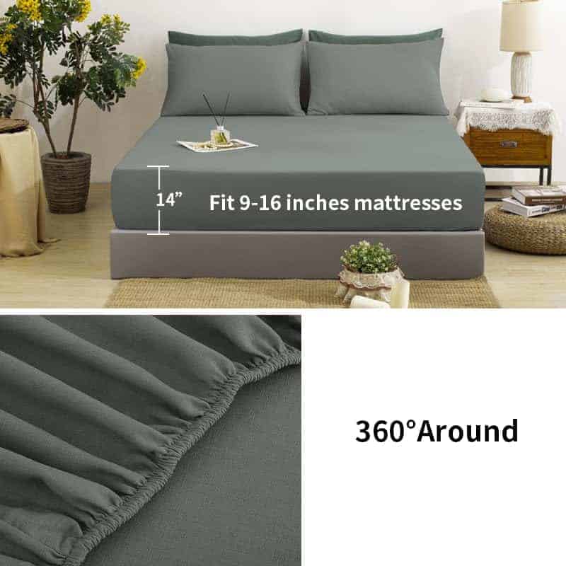 Juego de sábanas de lino TUMEI tamaño Queen, Set de 4 - Imagen 4