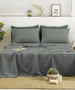 Juego de sábanas de lino TUMEI tamaño Queen, Set de 4