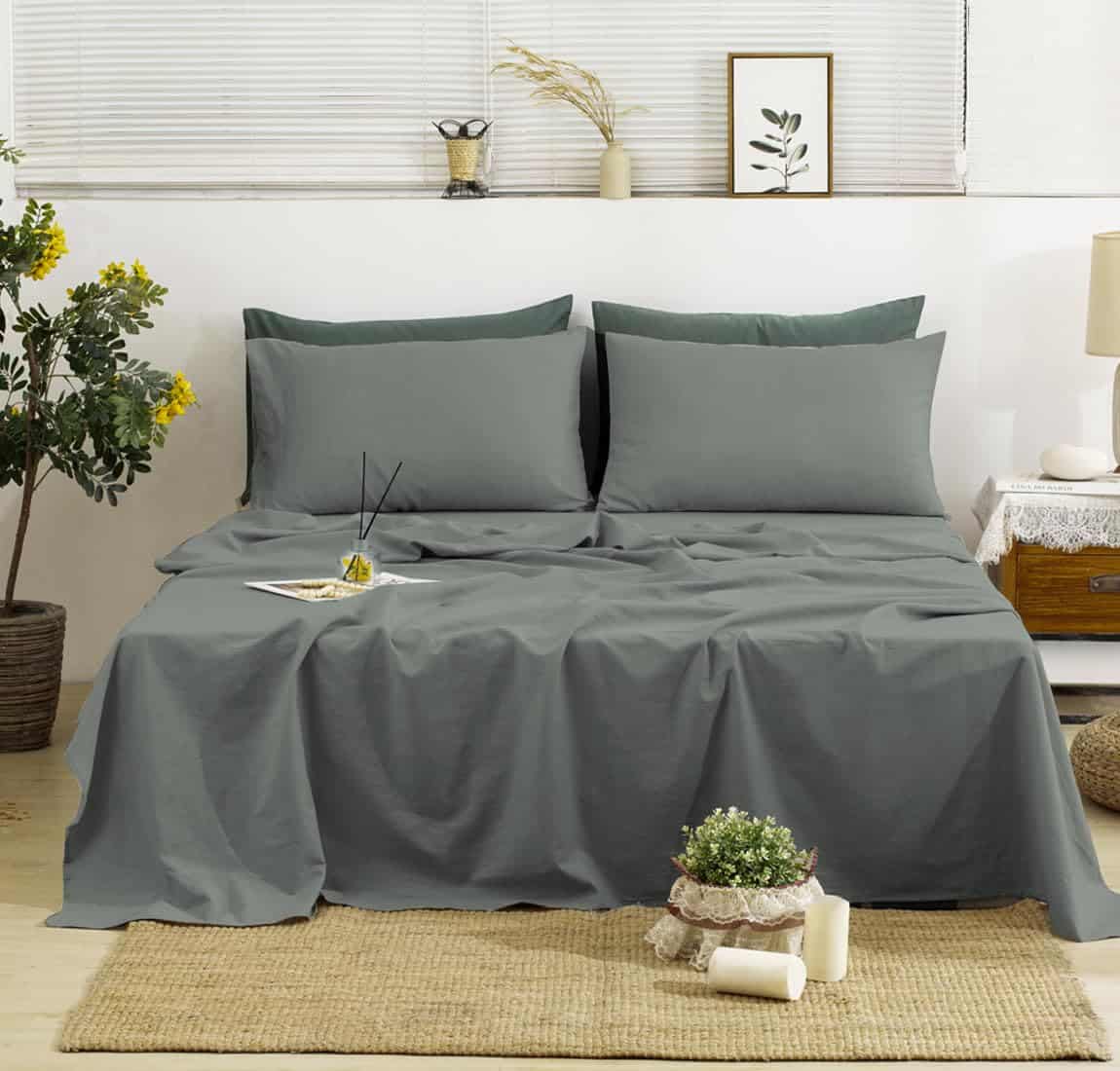 Juego de sábanas de lino TUMEI tamaño Queen, Set de 4