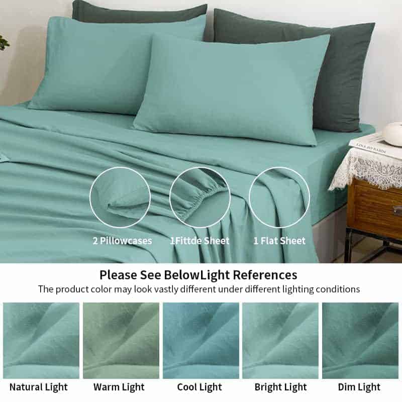 Juego de sábanas de lino TUMEI 100% tamaño King - 4 piezas - Imagen 6