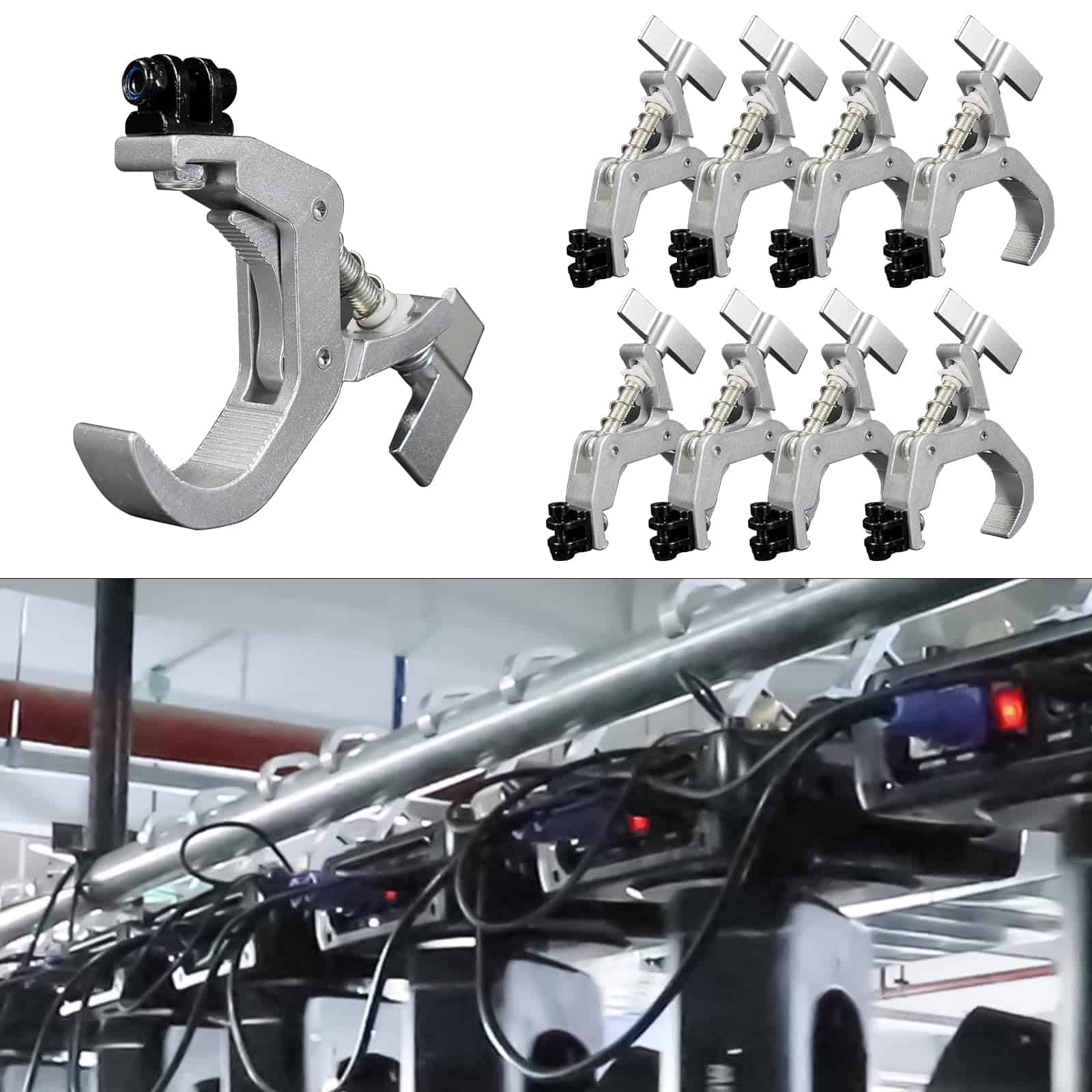 Iverens 8 Pack Truss Clamp C-Clamp Gancho de Luz de - Imagen 6