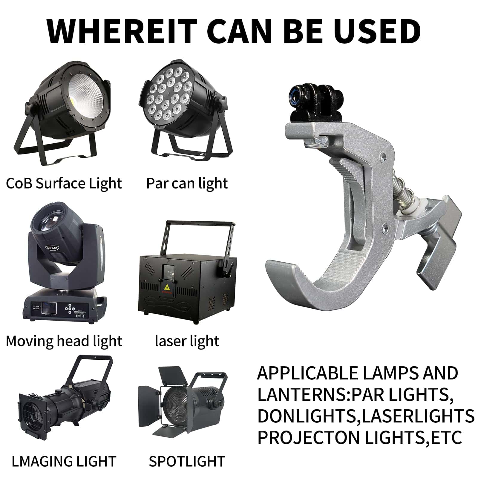 Iverens 8 Pack Truss Clamp C-Clamp Gancho de Luz de - Imagen 3