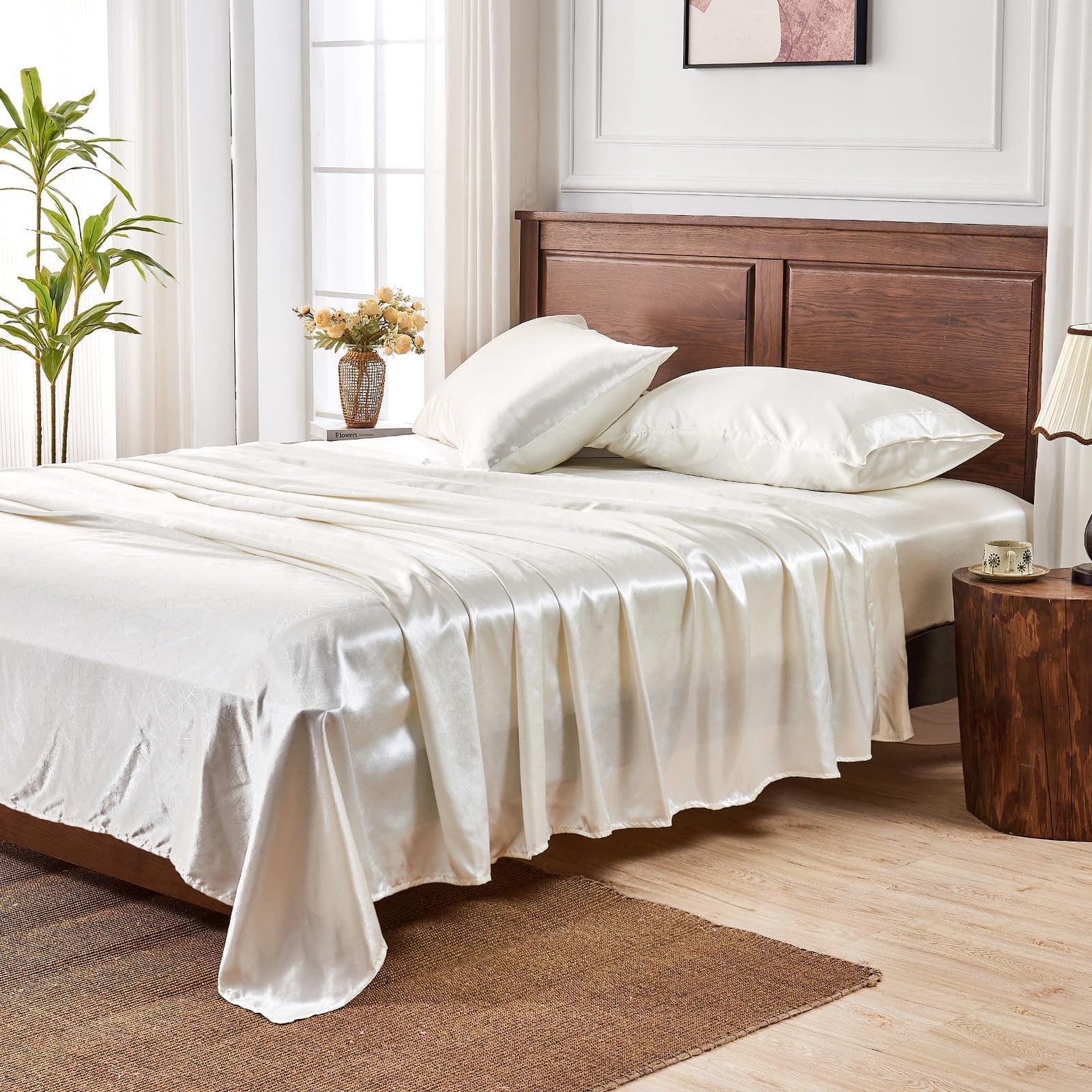 Juego de sábanas de satén Cibhlea tamaño Queen - Set de