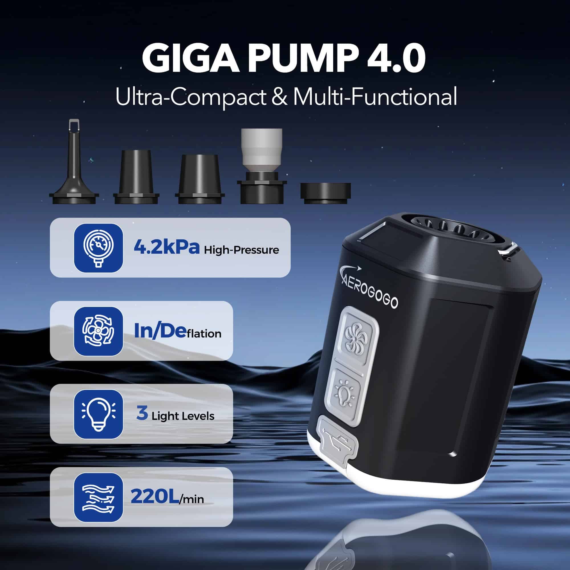 Bomba de Aire Portátil GIGA PUMP 4.0 4.2kPa para Inflables - Imagen 3