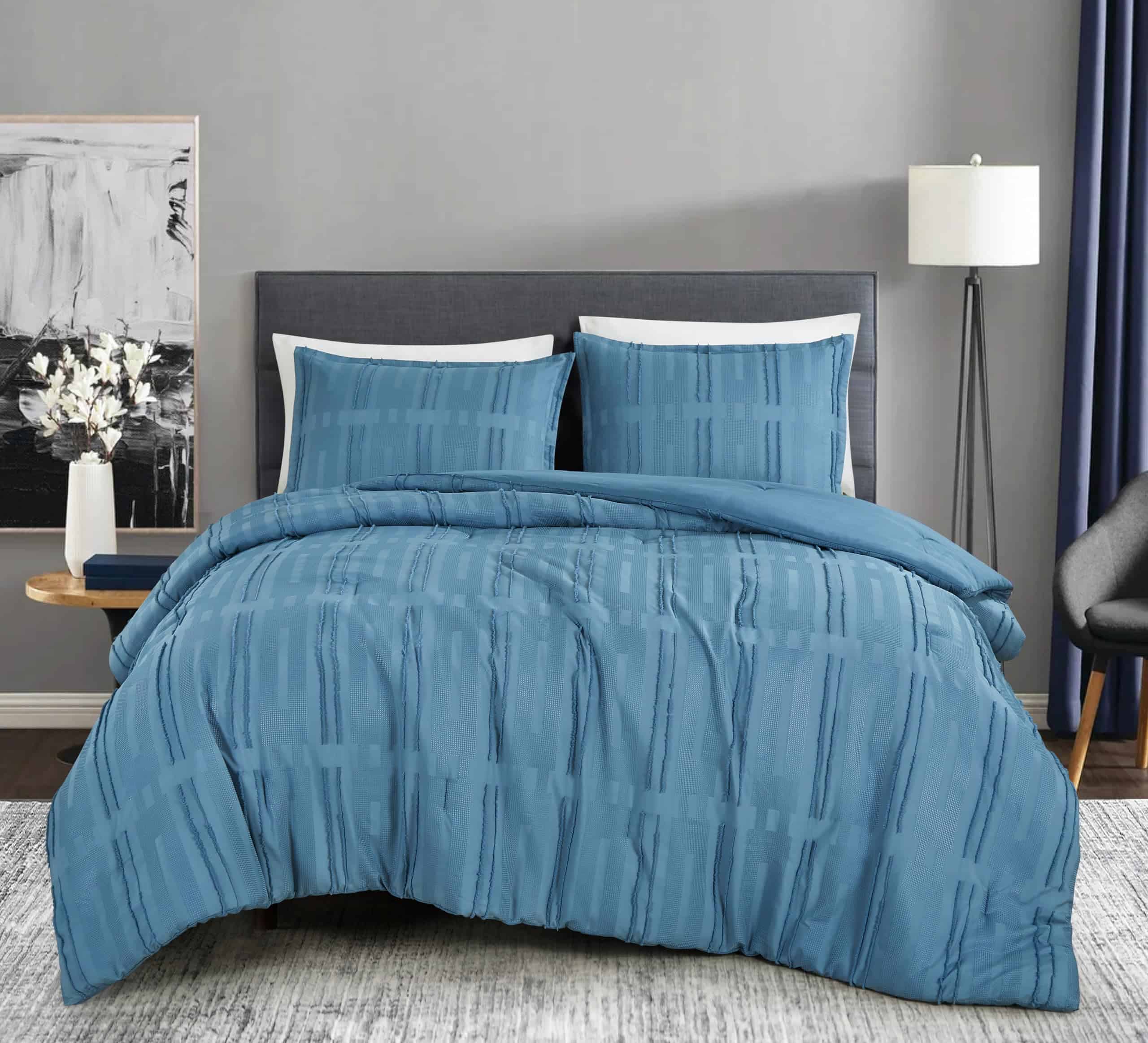 Set de edredón Chezmoi Collection Carter Azul Clip Jacquard - Imagen 3