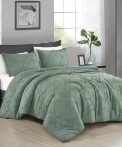 Juego de Edredón Geométrico Verde Jacquard de la Colección