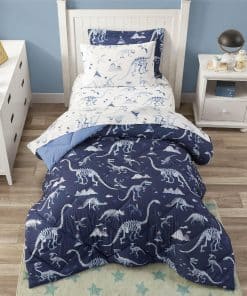 Set de Edredón Gemelo PPOLCA Azul con Dinosaurio para