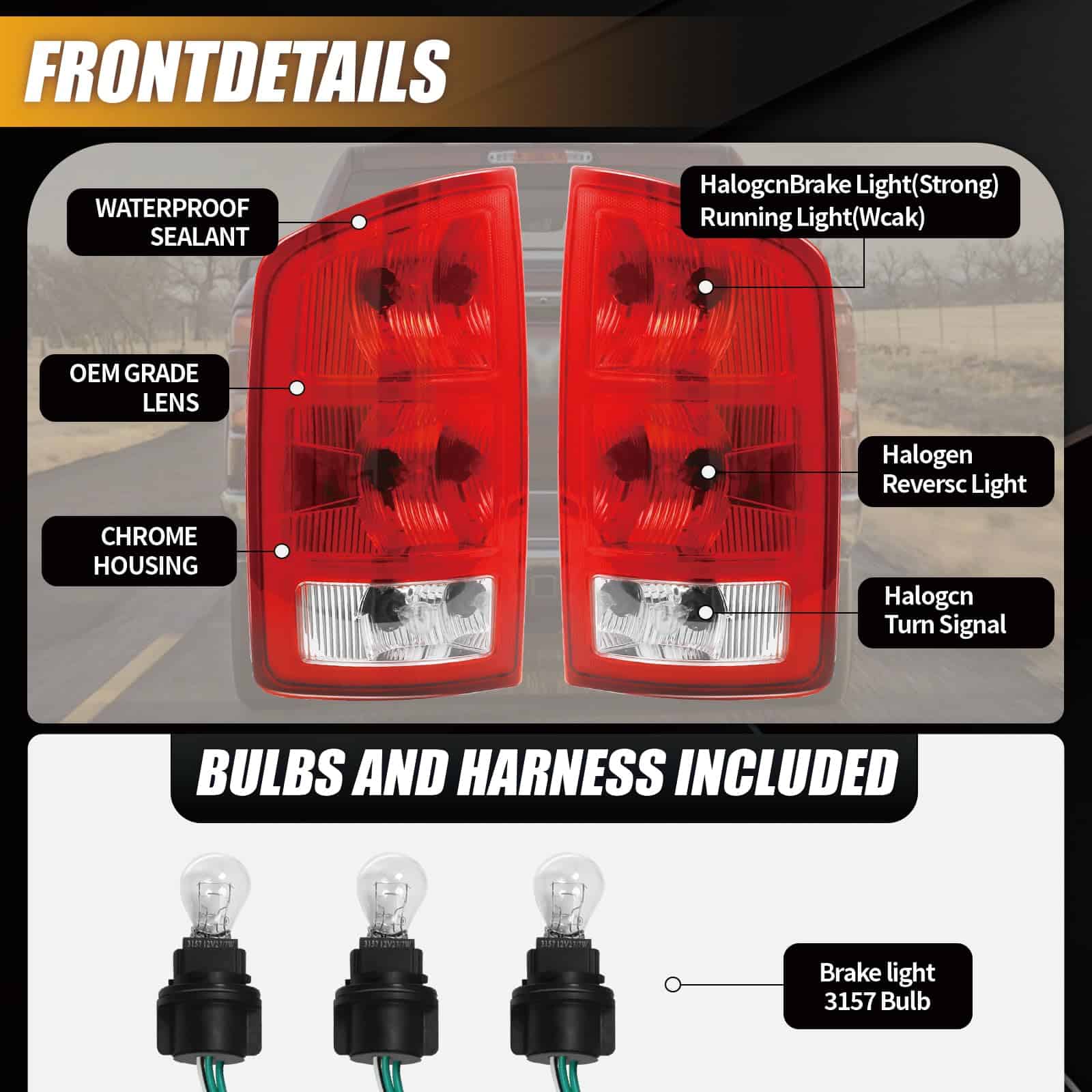 Ensamble de luz trasera YIBONIKA para la camioneta pickup - Imagen 3