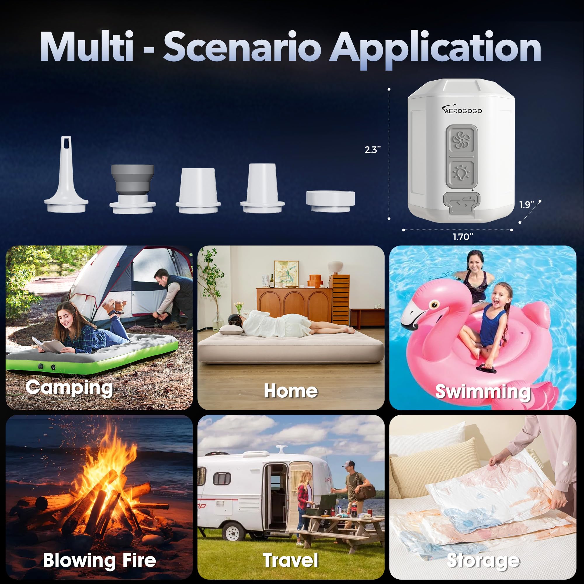 Bomba de Aire Portátil GIGA PUMP 4.2kPa con Luz de Camping - Imagen 5