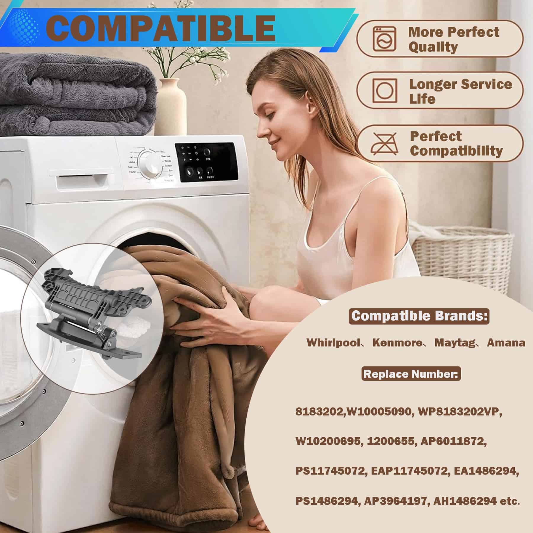 Bisagra de Puerta para Lavadora WP8183202 - Compatible con - Imagen 7