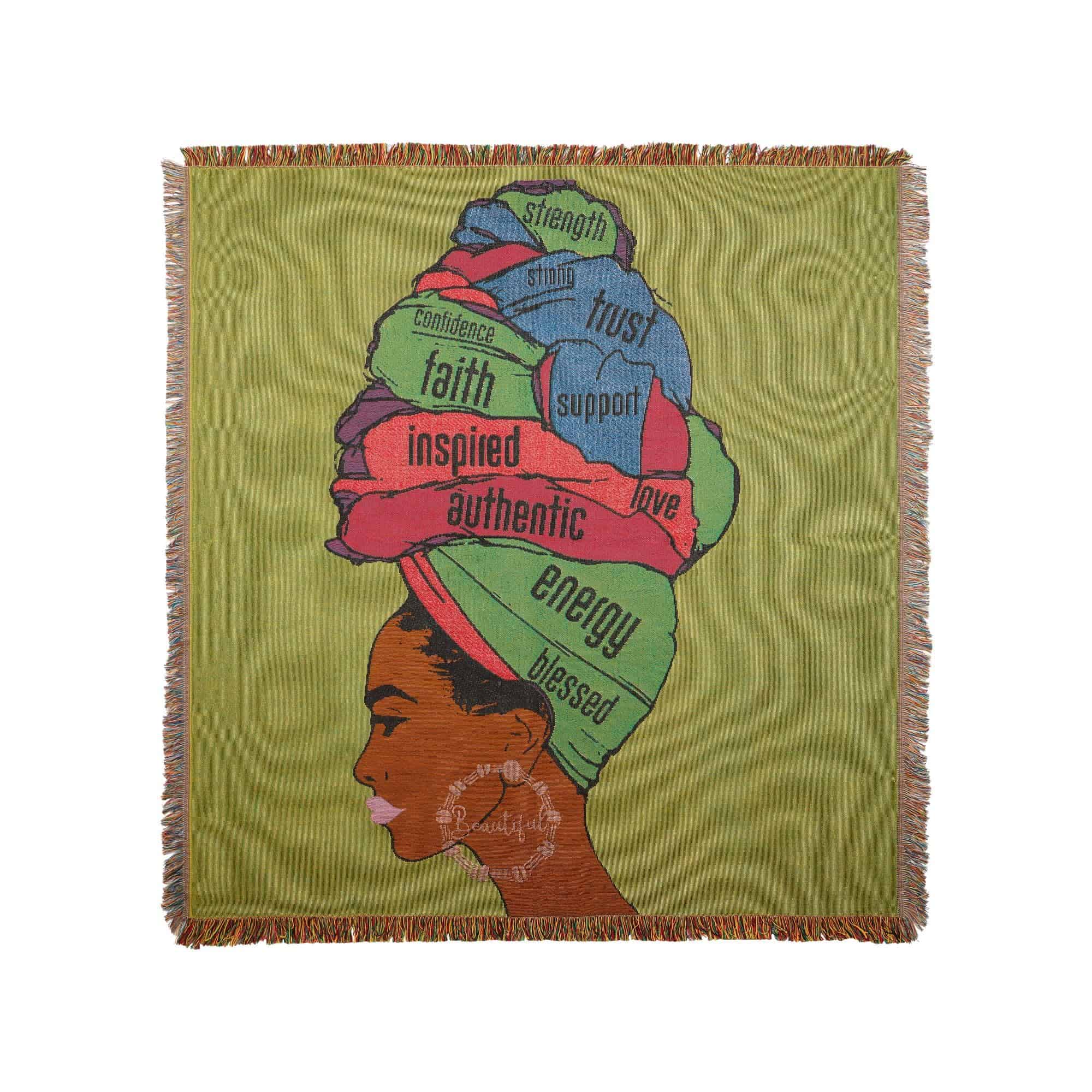 Manta de tela tejida Pardon My Fro Adira Verde