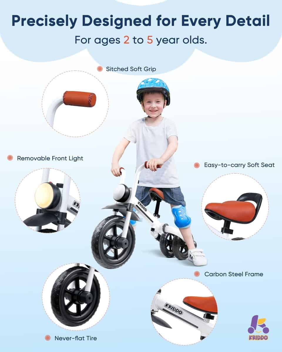 Bicicleta de equilibrio 2 en 1 para niños KRIDDO y Triciclo - Imagen 5