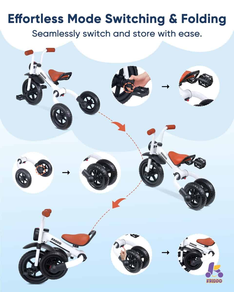 Bicicleta de equilibrio 2 en 1 para niños KRIDDO y Triciclo - Imagen 6