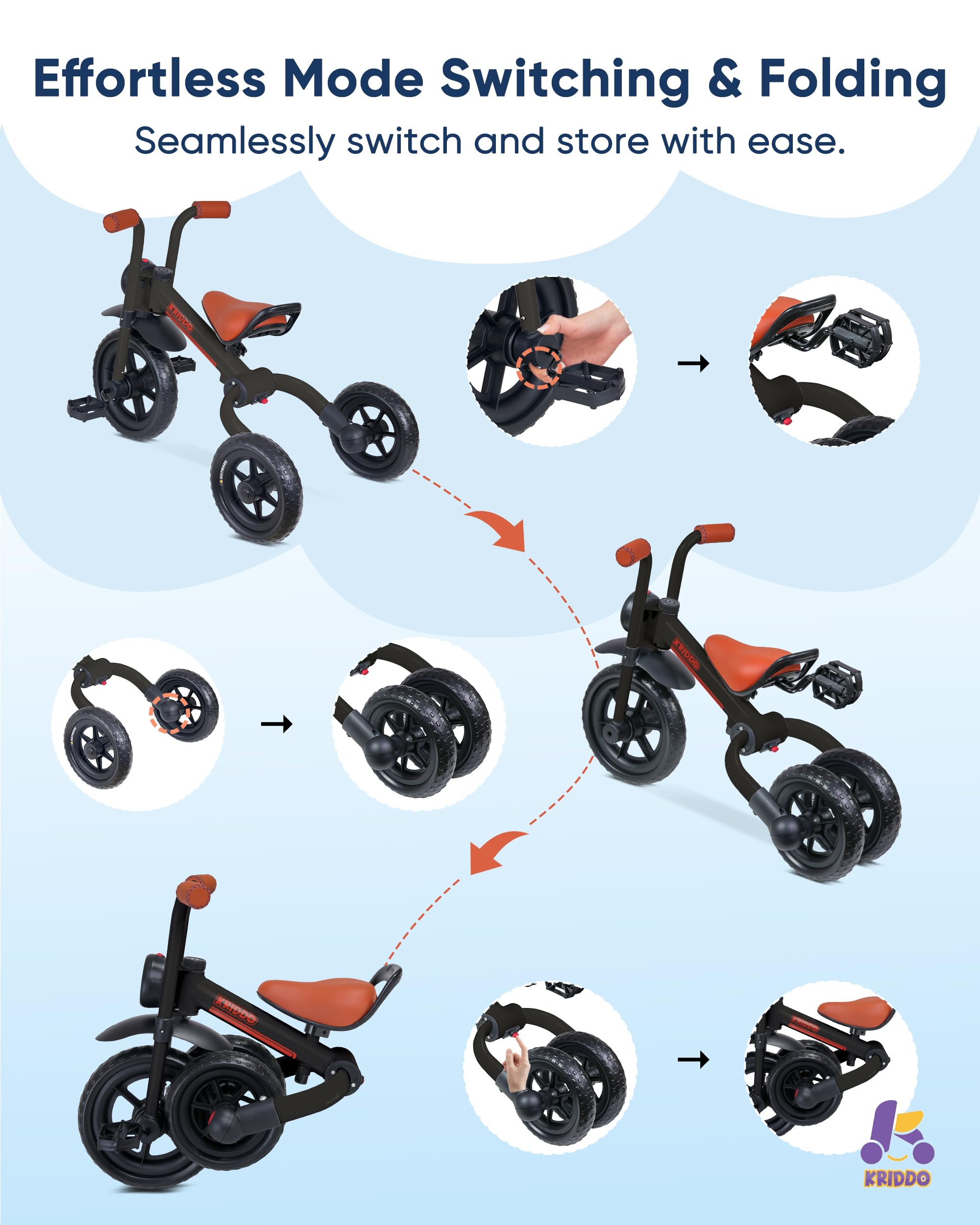 Bicicleta de Equilibrio 2 en 1 para Niños y Triciclo para - Imagen 6