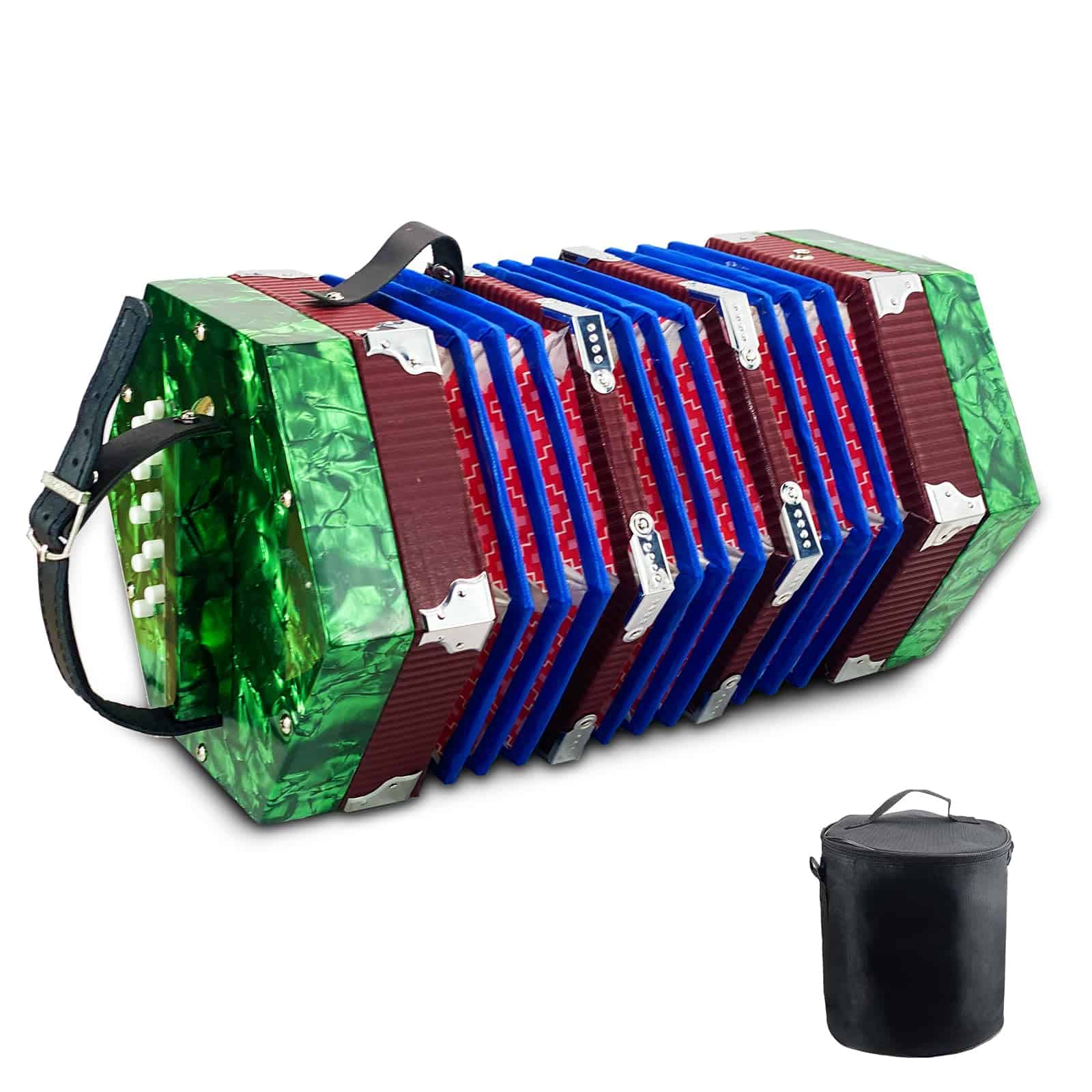 Concertina, acordeón de 20 teclas para -Verde - Imagen 8