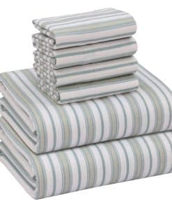 Juego de sábanas de franela RUVANTI de 6 -Ocean Stripe