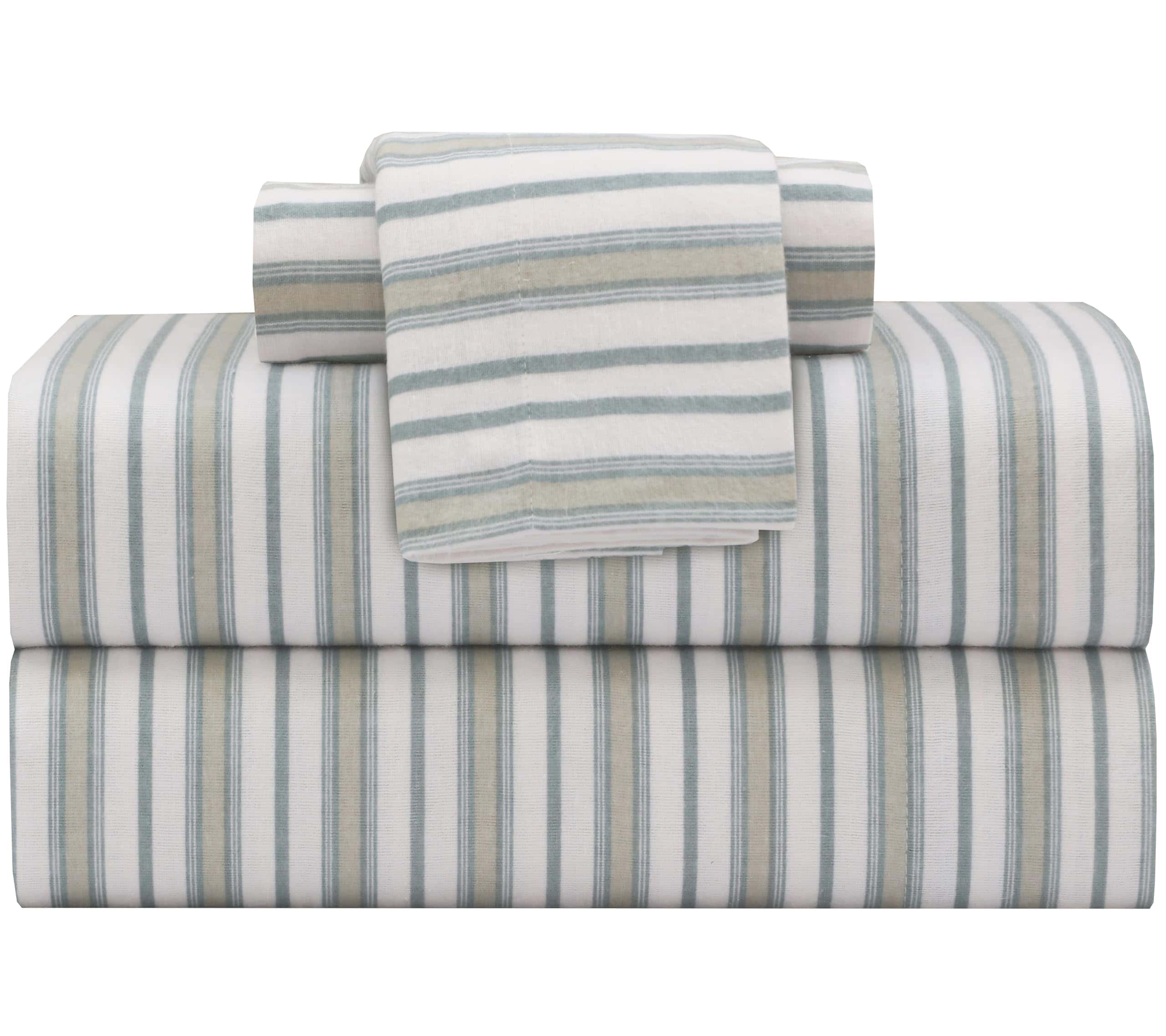 Juego de sábanas de franela RUVANTI tamaño -Rayas Océano - Imagen 10