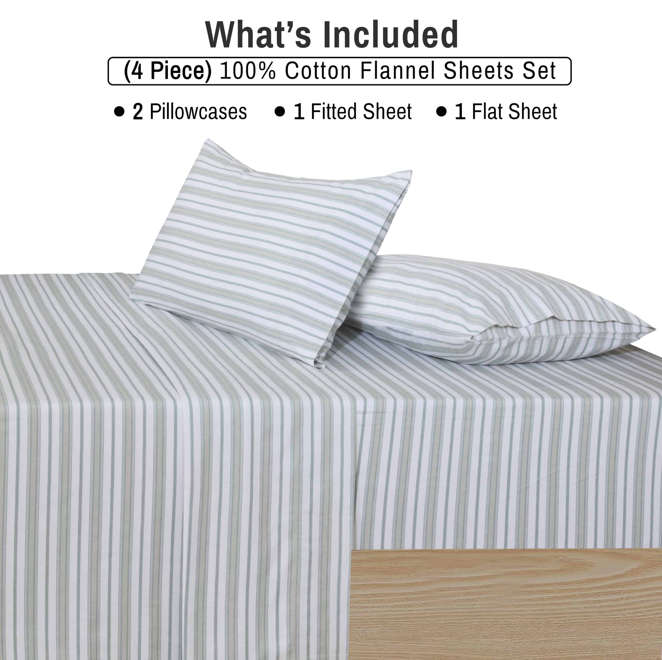 Juego de sábanas de franela RUVANTI tamaño -Rayas Océano - Imagen 6