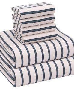 Juego de sábanas de franela RUVANTI de 6 -Azul Marino