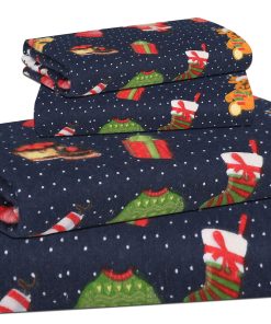 Juego de sábanas de franela RUVANTI tamaño -Nochebuena