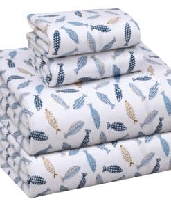 Juego de sábanas de franela RUVANTI tamaño -Peces Náuticos