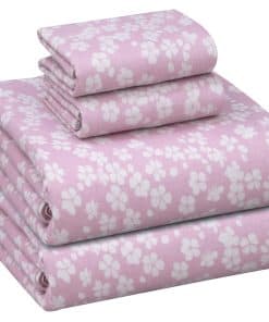 Juego de sábanas de franela RUVANTI California -Rosa Flora