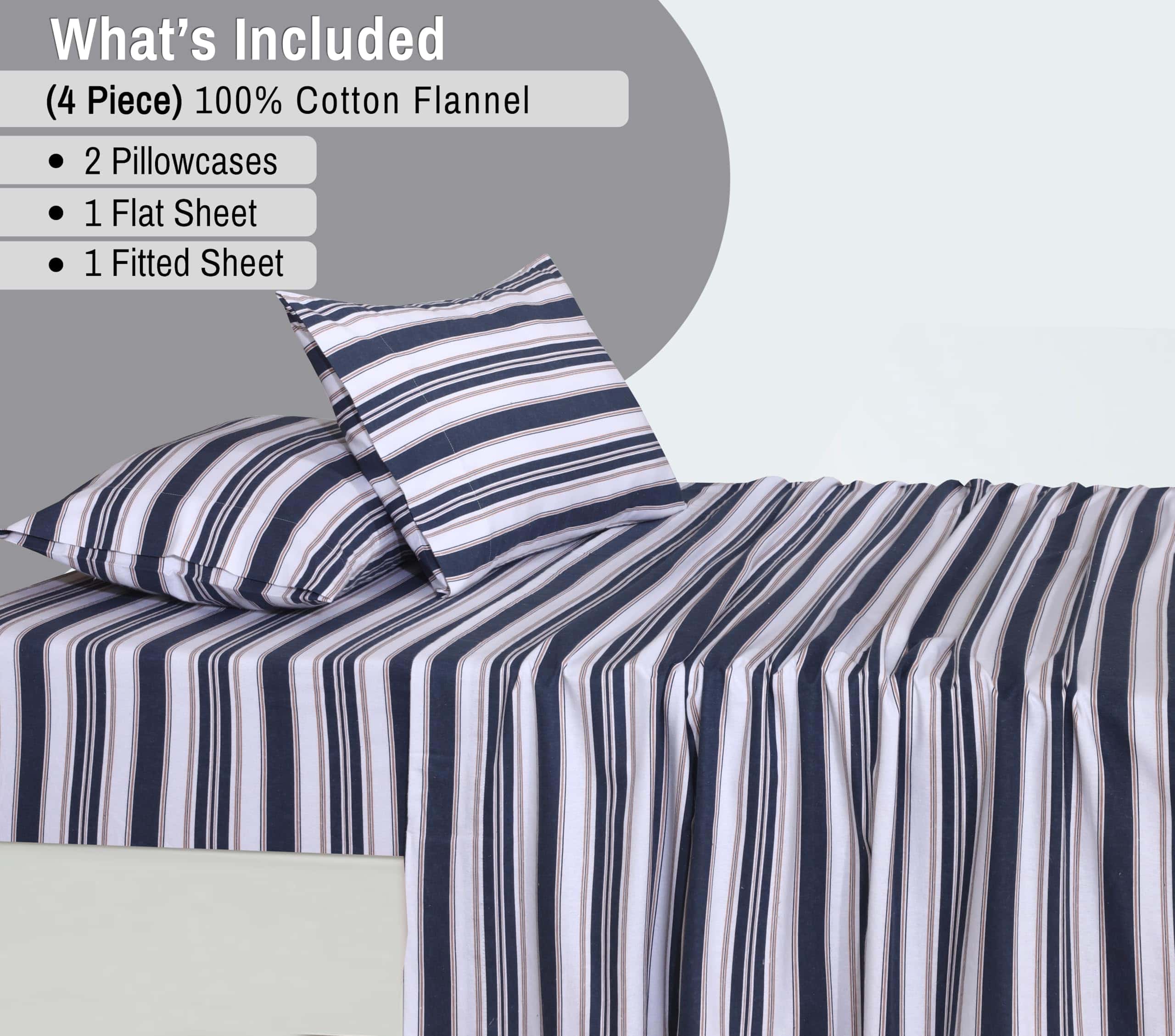 Juego de sábanas de franela RUVANTI tamaño -Rayas marítimas - Imagen 8